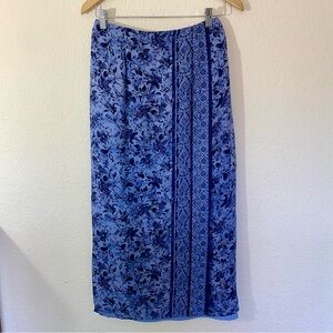 Vintage Talbots Faux Wrap Blue Floral Slip Skirt